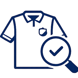 Examining football shirt with magnifying glass